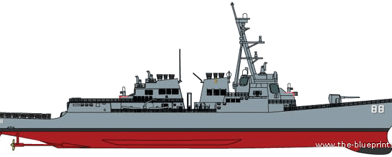 Эсминец USS DDG-88 John Preble [Destroyer] - чертежи, габариты, рисунки